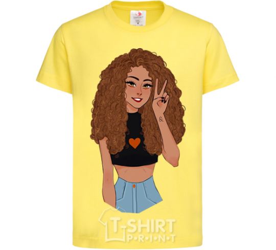 Kids T-shirt Lion girl V.1 cornsilk фото