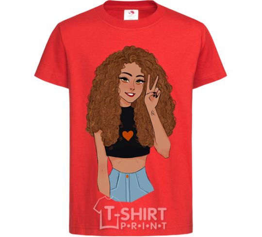 Kids T-shirt Lion girl V.1 red фото