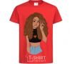 Kids T-shirt Lion girl V.1 red фото