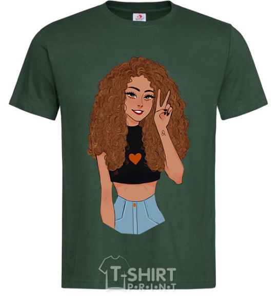 Men's T-Shirt Lion girl V.1 bottle-green фото