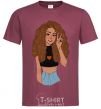 Men's T-Shirt Lion girl V.1 burgundy фото