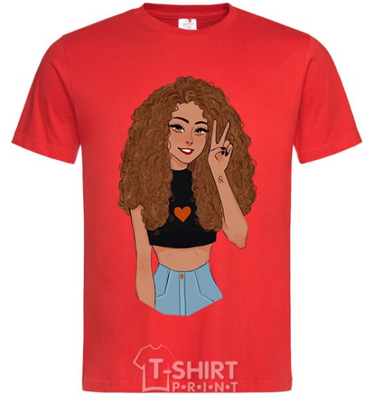 Men's T-Shirt Lion girl V.1 red фото