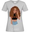 Women's T-shirt Lion girl V.1 grey фото