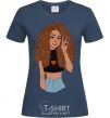 Women's T-shirt Lion girl V.1 navy-blue фото