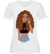 Women's T-shirt Lion girl V.1 White фото