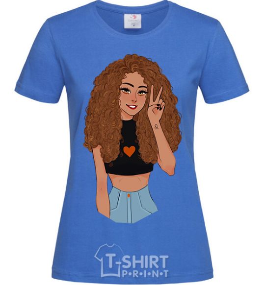 Women's T-shirt Lion girl V.1 royal-blue фото