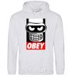 Мужская толстовка (худи) Obey Bender Серый меланж фото