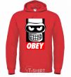 Men`s hoodie Obey Bender bright-red фото