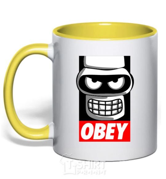 Mug with a colored handle Obey Bender yellow фото