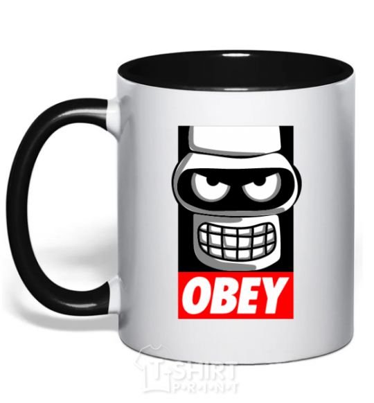 Mug with a colored handle Obey Bender black фото