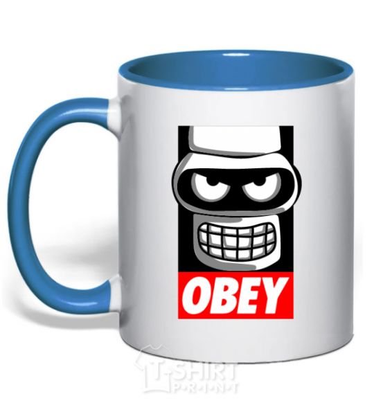 Mug with a colored handle Obey Bender royal-blue фото