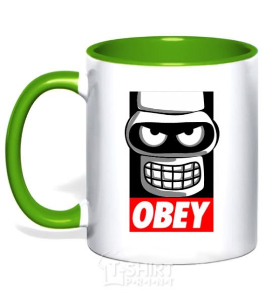 Mug with a colored handle Obey Bender kelly-green фото