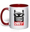 Mug with a colored handle Obey Bender red фото