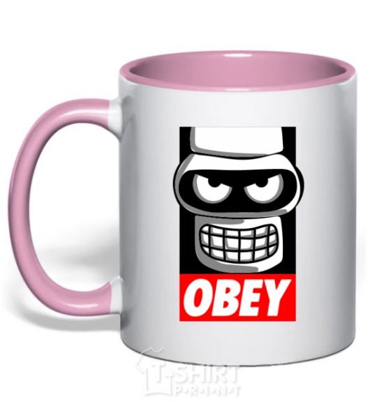 Mug with a colored handle Obey Bender light-pink фото