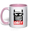 Чашка с цветной ручкой Obey Bender Нежно розовый фото