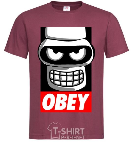 Men's T-Shirt Obey Bender burgundy фото