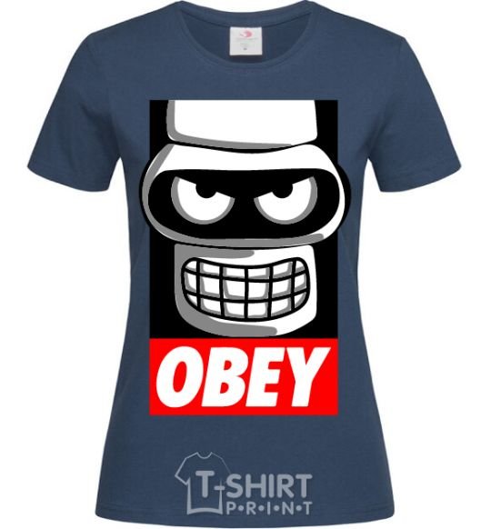 Women's T-shirt Obey Bender navy-blue фото