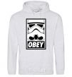 Мужская толстовка (худи) Obey штурмовик Серый меланж фото