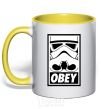 Mug with a colored handle Obey stormtrooper yellow фото