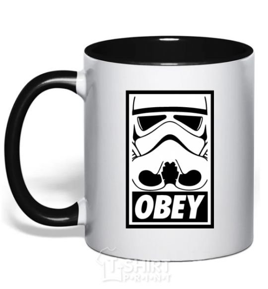 Mug with a colored handle Obey stormtrooper black фото