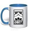 Mug with a colored handle Obey stormtrooper royal-blue фото