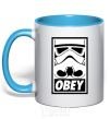 Mug with a colored handle Obey stormtrooper sky-blue фото