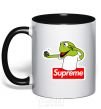 Mug with a colored handle Supreme frog black фото