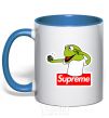 Mug with a colored handle Supreme frog royal-blue фото