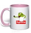 Mug with a colored handle Supreme frog light-pink фото