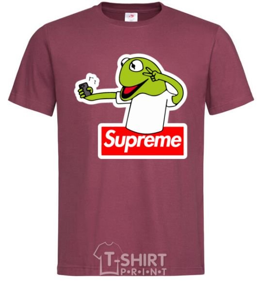 Men's T-Shirt Supreme frog burgundy фото