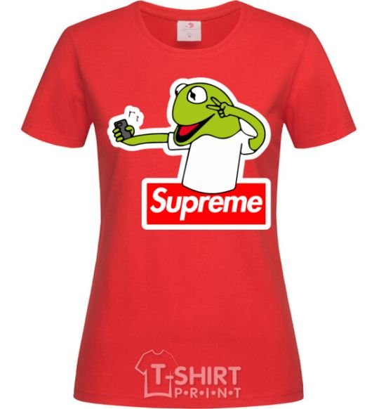 Women's T-shirt Supreme frog red фото