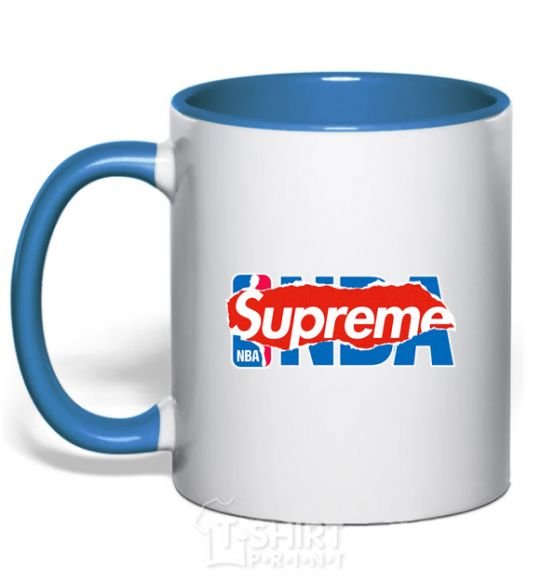 Mug with a colored handle Supreme NBA royal-blue фото