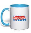 Mug with a colored handle Supreme NBA sky-blue фото