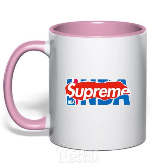 Mug with a colored handle Supreme NBA light-pink фото