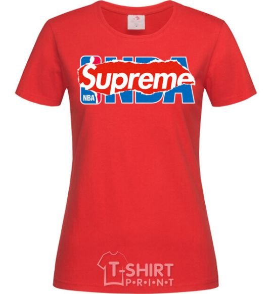 Women's T-shirt Supreme NBA red фото