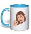 Mug with a colored handle Boromir sky-blue фото