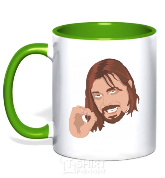 Mug with a colored handle Boromir kelly-green фото