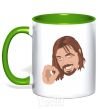 Mug with a colored handle Boromir kelly-green фото