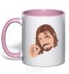 Mug with a colored handle Boromir light-pink фото