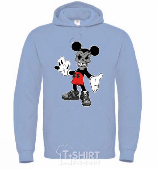 Men`s hoodie Scary Mickey sky-blue фото