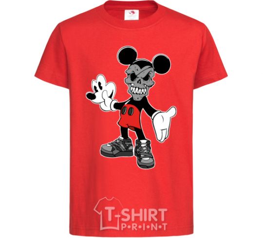 Kids T-shirt Scary Mickey red фото