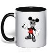 Mug with a colored handle Scary Mickey black фото