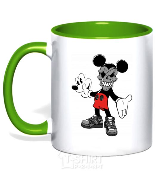 Mug with a colored handle Scary Mickey kelly-green фото