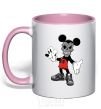 Mug with a colored handle Scary Mickey light-pink фото