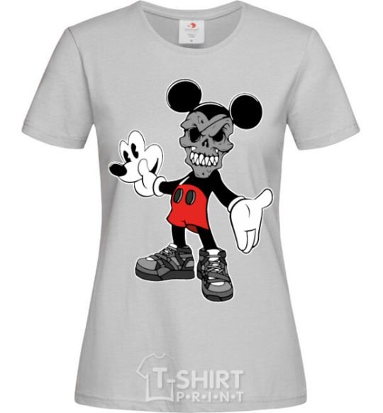 Women's T-shirt Scary Mickey grey фото