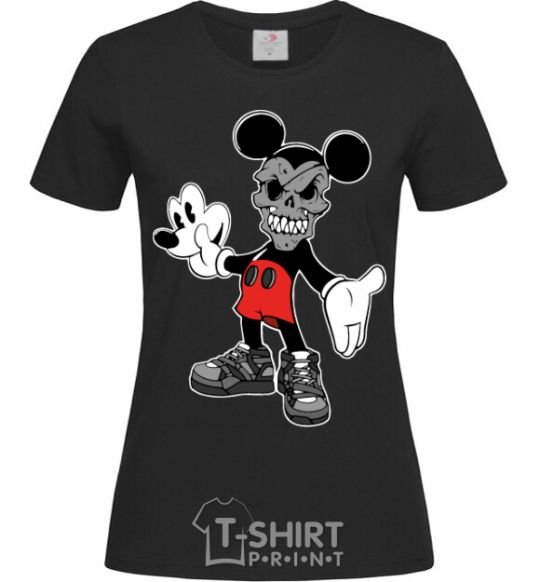 Women's T-shirt Scary Mickey black фото