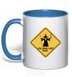 Mug with a colored handle You shall not pass sign royal-blue фото