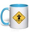 Mug with a colored handle You shall not pass sign sky-blue фото