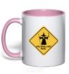 Mug with a colored handle You shall not pass sign light-pink фото