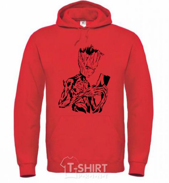 Men`s hoodie Groot and the book bright-red фото